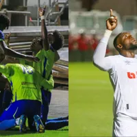 Olancho festeja su gol en la ida, al igual que Yustin Arboleda para Olimpia.