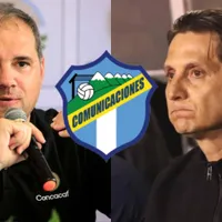 Víctor Montagliani, presidente de Concacaf, y Ronald González, entrenador de Comunicaciones.