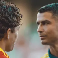 Brandon Aguilera y Cristiano Ronaldo se cruzaron en el amistoso.