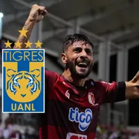Francisco Grahl festeja su gol ante Tigres.