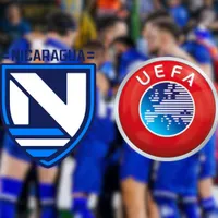 La Selección de Nicaragua y el logo de la UEFA.