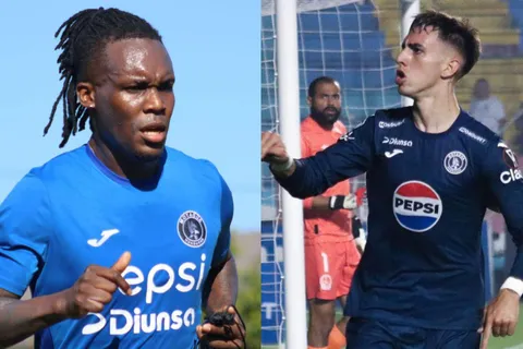 Rubilio Castillo y Rodrigo Auzmendi en Motagua.