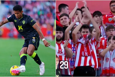Choco Lozano fue ovacionado por la afición de Almería durante el juego ante Granada