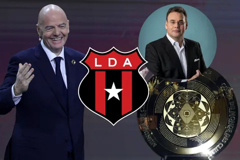 Gianni Infantino, el escudo de Alajuelense y David Faitelson.
