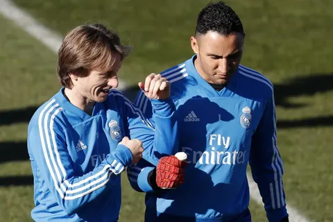 keylor navas-luka modric-entrenamiento real madrid