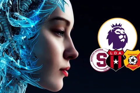 Así serían los escudos de Saprissa, Alajuelense y Herediano si jugaran en la Premier League según IA