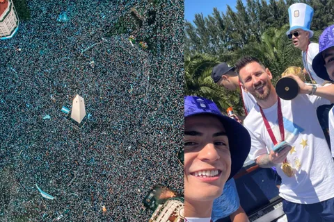 La caravana de la Selección Argentina recorrió algunos puntos de una Buenos Aires a puro festejo [VIDEO]