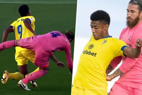 Real Madrid 0-1 Cádiz: Sergio Ramos propinó terrible rodillazo al Choco Lozano y lo obliga a salir [VIDEO]