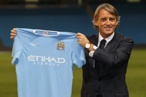 Roberto Mancini durante sus días en Manchester City.