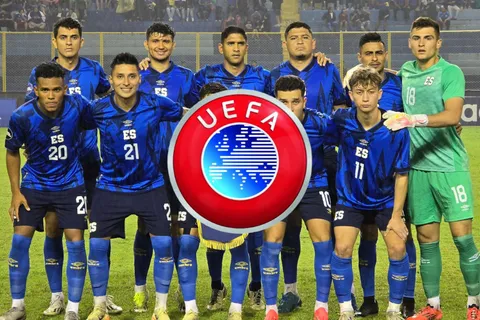 Selección El Salvador y el logo de la UEFA.