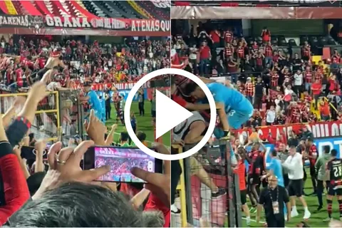 No se vio en TV: el alocado festejo de Leo Moreira con la afición tras el título de Alajuelense