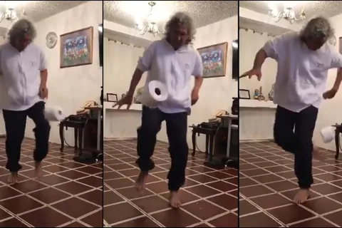 ¡Dibuje, maestro! El Mágico González hizo el reto de los 10 toques