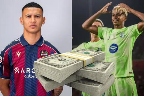 Mientras Lamine Yamal gana 31 millones de dólares en Barcelona, esto le pagarían a Kervin Arriaga en Levante