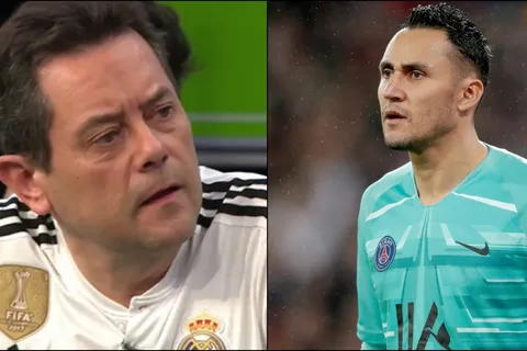 Tomás Roncero llena de flores a Keylor Navas después del Madrid - PSG