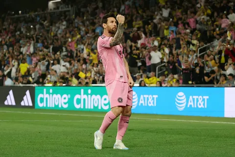 Lionel Messi celebra el empate de Inter Miami ante Columbus Crew.
