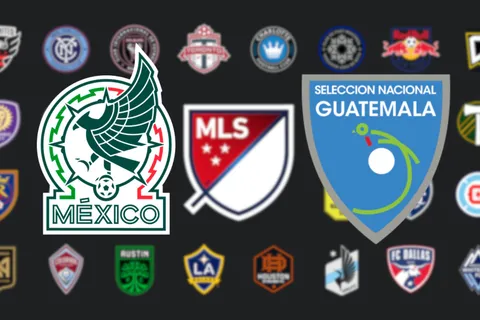 Los escudos de la MLS, Selección de México y de Guatemala.