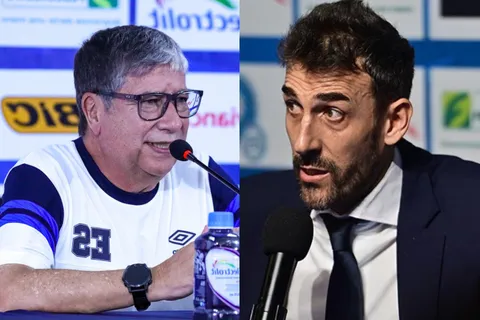 David Dóniga y Bolillo Gómez en conferencia de prensa.