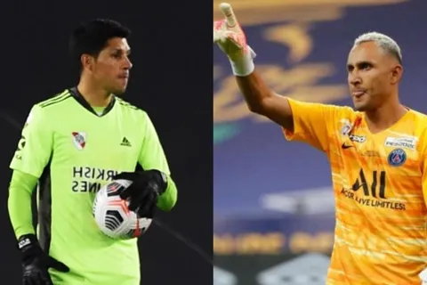 El gesto del PSG de Keylor Navas con Enzo Pérez, quien jugó de arquero en River Plate