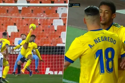 Choco Lozano marca un golazo de chilena para el Cádiz [VIDEO]