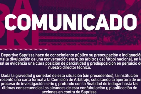 Saprissa pide acciones tras filtración de conversaciones en WhatsApp de árbitros