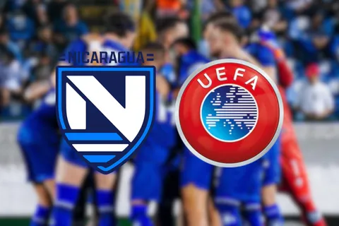 La Selección de Nicaragua y el logo de la UEFA.