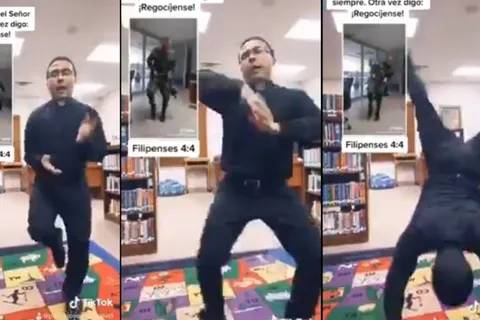 Sacerdote hace Tik-Tok bailando playero en honor a militar dado de baja