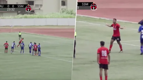 Árbitro en Panamá cobró fuera de lugar tras un penal (Foto: Transmisión Rojinegros TV)