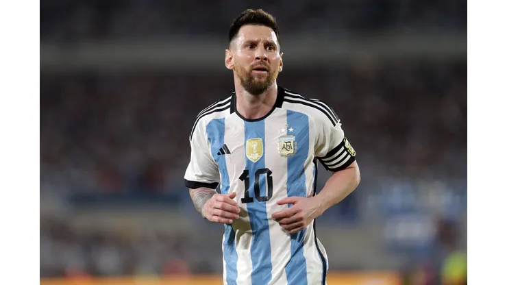 BUENOS AIRES, ARGENTINA - MARCH 23: Lionel Messi of Argentina looks on during an international friendly between Argentina and Panama at Estadio Mas Monumental Antonio Vespucio Liberti on March 23, 2023 in Buenos Aires, Argentina. (Photo by Daniel Jayo/Getty Images)