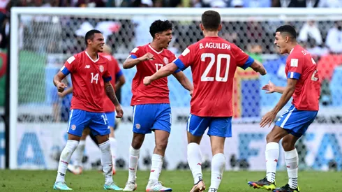 Soccer Football - FIFA World Cup Qatar 2022 - Group E - Japan v Costa Rica - Ahmad Bin Ali Stadium, Al Rayyan, Qatar - November 27, 2022 Costa Rica's Youstin Salas, Yeltsin Tejeda, Brandon Aguilera and Daniel Chacon celebrate after the match REUTERS/Dylan Martinez