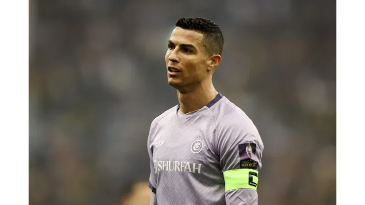 RIYADH, SAUDI ARABIA - JANUARY 26: Cristiano Ronaldo of Al Nassr reacts during the Saudi Super Cup Semi-Final match between Al Ittihad and Al Nassr at King Fahd International Stadium on January 26, 2023 in Riyadh, Saudi Arabia. (Photo by Yasser Bakhsh/Getty Images)