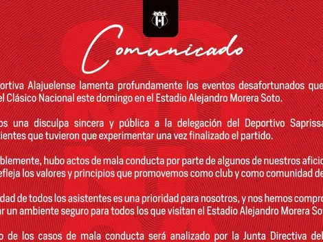 Luego de perder el clásico, Alajuelense se disculpa con Saprissa