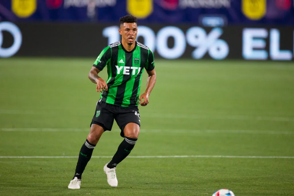 Julio Cascante of Austin FC stands in position against the Nashville SC.  (Photo by Brett Carlsen/Getty Images)