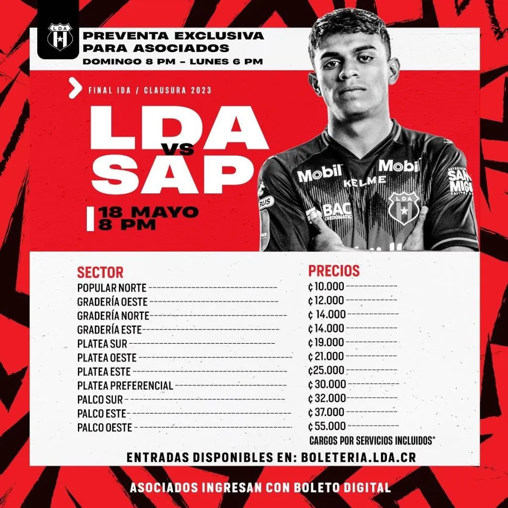 Las entradas que puso a la venta Alajuelense.