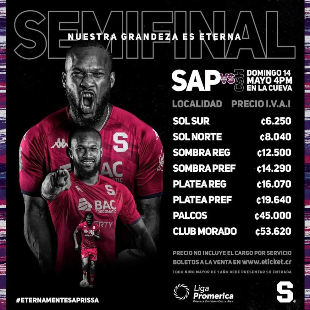 Precios de las entradas para este domingo (Saprissa)