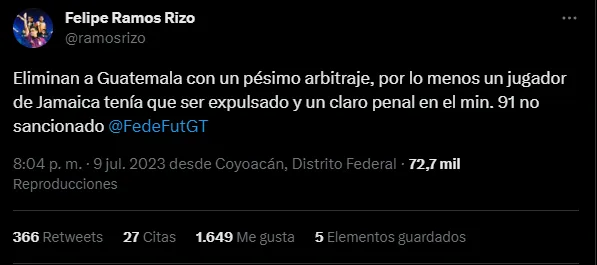 La publicación de Felipe RAMOS Rizo sobre el arbitraje de Guatemala vs Jamaica.