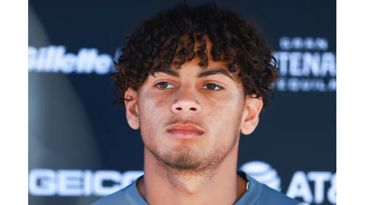 FORT LAUDERDALE, FLORIDA - AUGUST 01: David Ruiz #41 of Inter Miami speaks to the media prior to a training session at Florida Blue Training Center on August 01, 2023 in Fort Lauderdale, Florida. (Photo by Megan Briggs/Getty Images)