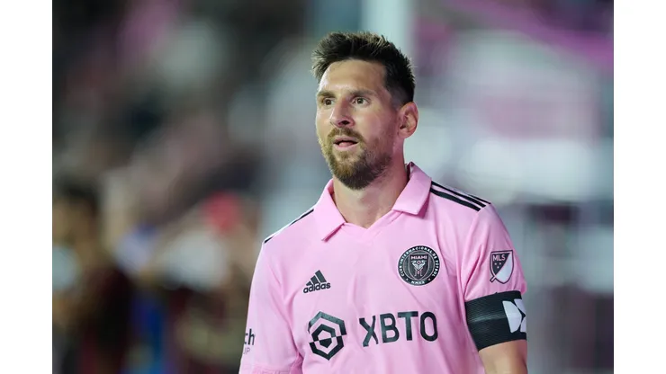 Lionel Messi celebrates his goal 2-0 of Inter Miami during the game Inter de Miami vs Atlanta United, corresponding to the group stage of the Leagues Cup 2023, at DRV PNK Stadium, on July 25, 2023. Lionel Messi celebra su gol 2-0 de Inter Miami durante el partido Inter de Miami vs Atlanta United, correspondiente a la fase de grupos de la Leagues Cup 2023, en el Estadio DRV PNK, el 25 de Julio de 2023.