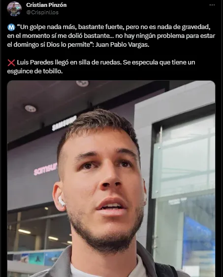 Juan Pablo Vargas habló sobre como se recuperara de la lesión.