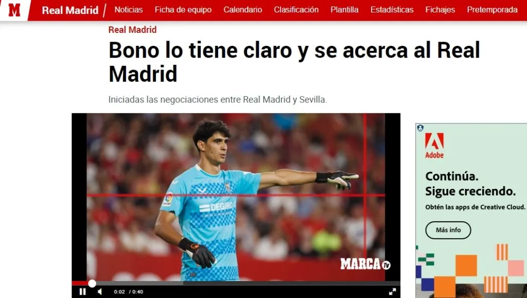 Marca pone a Bonon como principal candidato para reemplazar a Courtois.