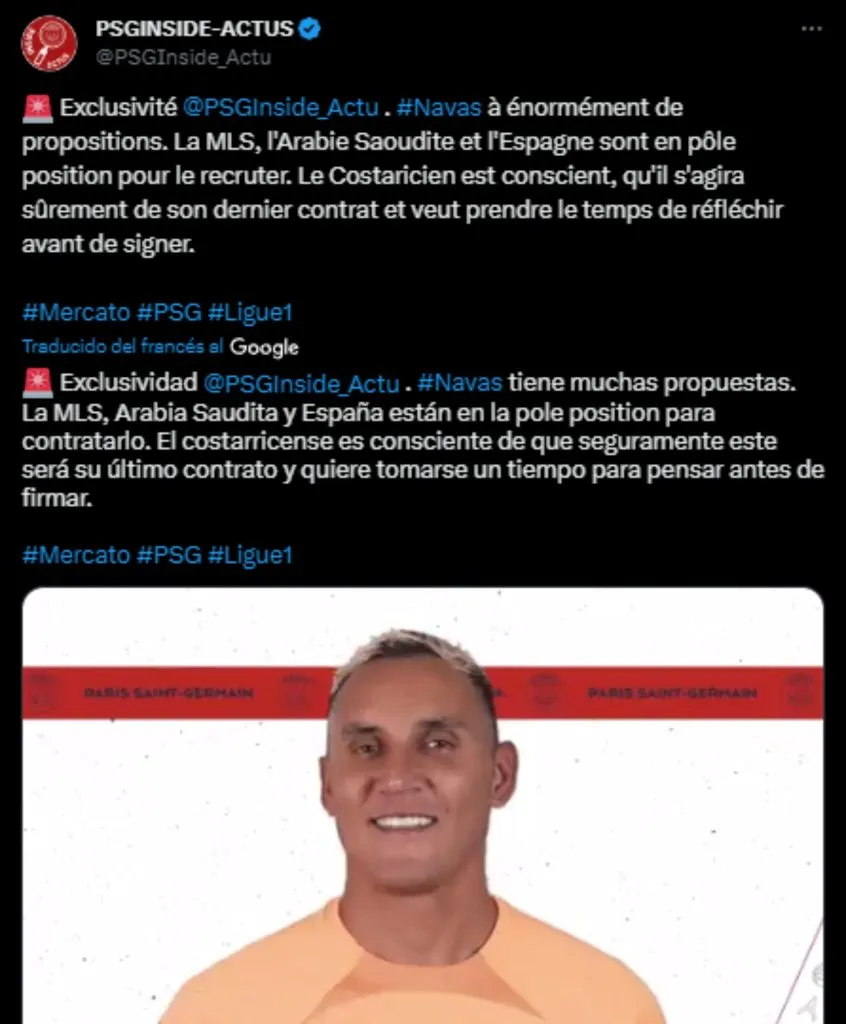 La información que habla del futuro de Keylor Navas.