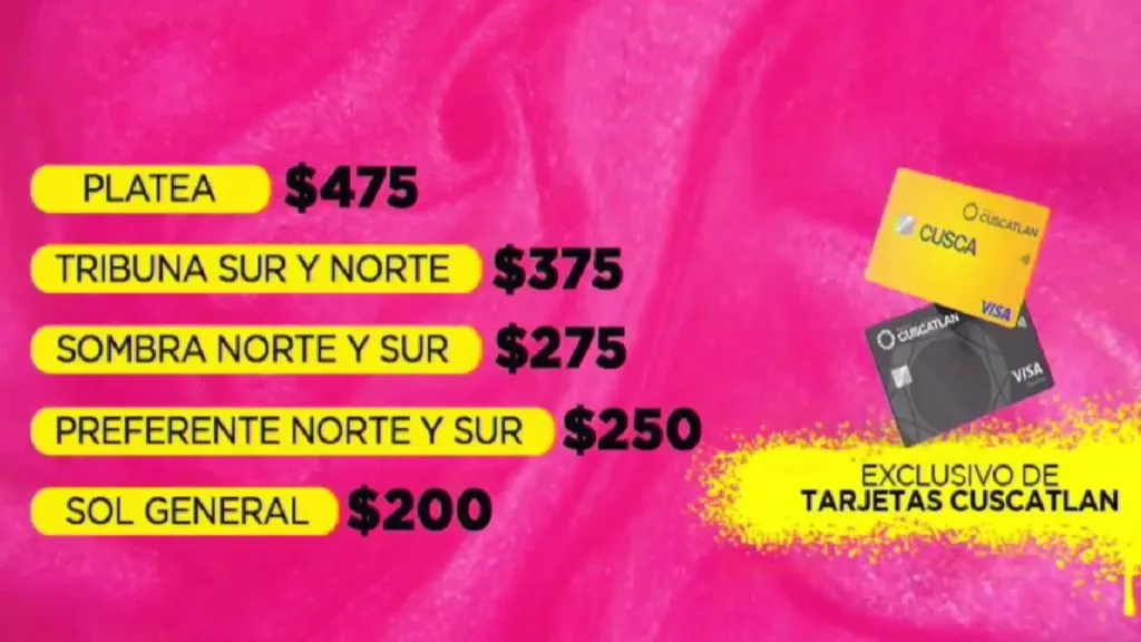 Los valores en dólares de las entradas.