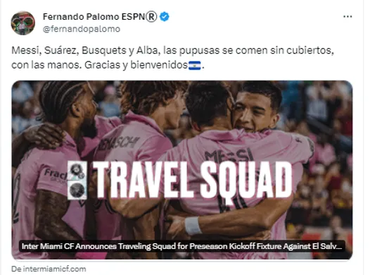 Mensaje de Fernando Palomo en su cuenta oficial de X