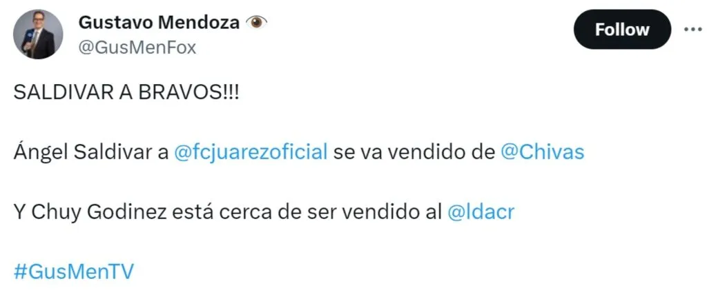 La información del periodista mexicano sobre el futuro de Godínez.