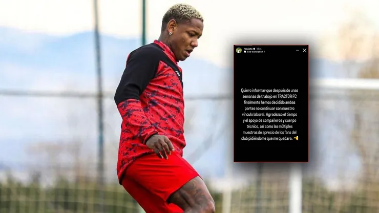 Romell Quioto anunció su sorpresiva salida del Tractor SC de Irán.