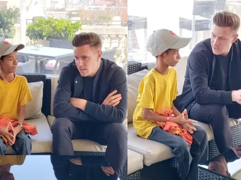 Marc André Ter Stegen tuvo un emotivo encuentro con el niño salvadoreño Levi Sandoval