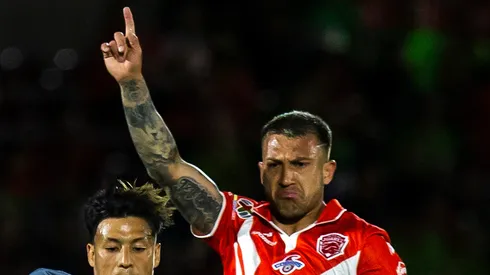 CIUDAD JUAREZ, MEXICO - APRIL 14: Domingo Blanco of Tijuana compete for the ball with Francisco Calvo of FC Juarez during the 15th round match between FC Juarez and Tijuana as part of the Torneo Clausura 2024 Liga MX at Olimpico Benito Juarez on April 14, 2024 in Ciudad Juarez, Mexico.(Photo by Francisco Vega/Getty Images)