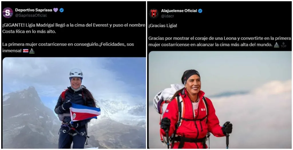 Los posteos de Saprissa y Alajuelense en las redes sociales. (Foto: X)