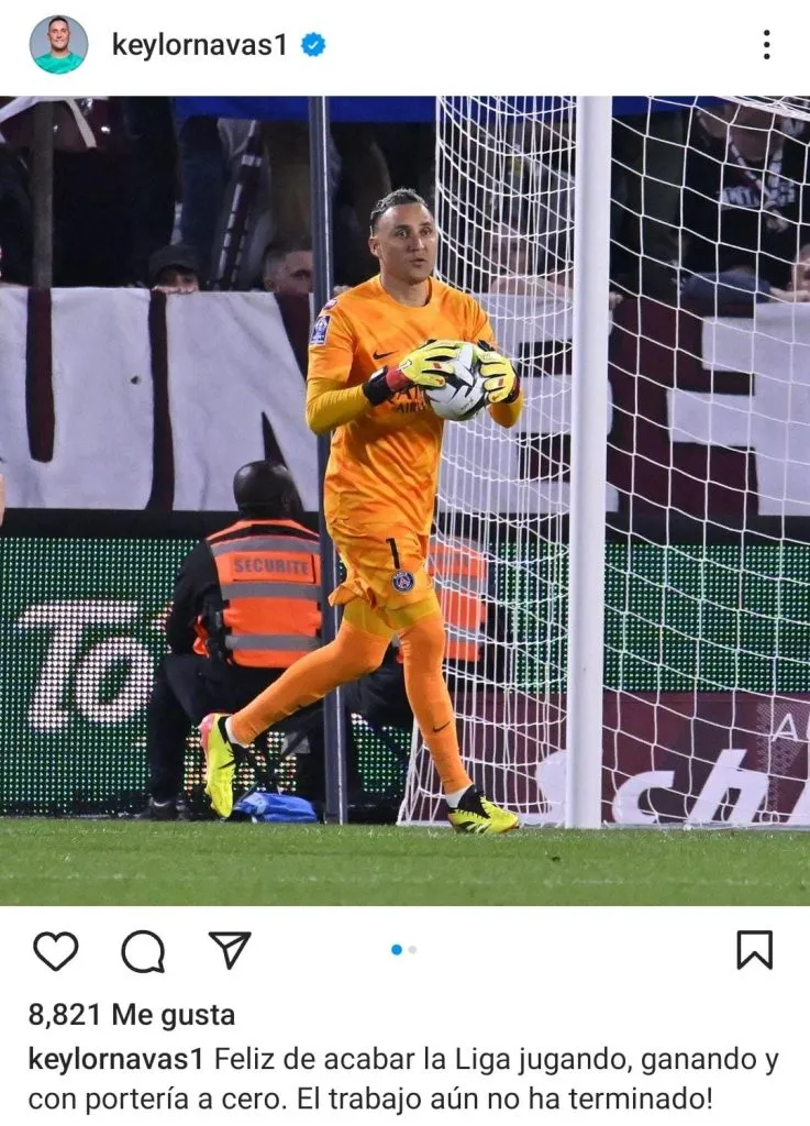 Mensaje de Keylor Navas en sus redes sociales
