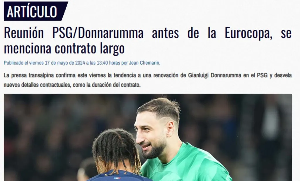 Gianliugi Donnarumma extendería su contrato con el PSG.