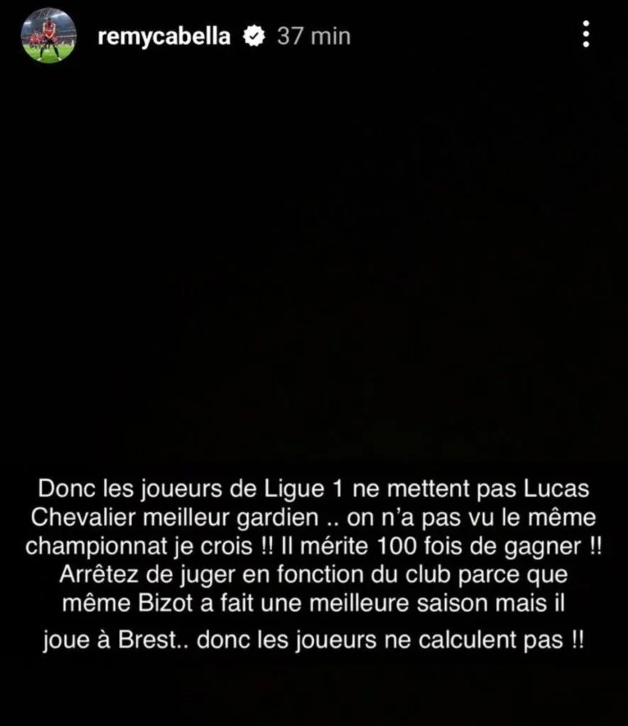 El posteo de Remy Cabella en sus redes sociales. (Foto: Instagram)